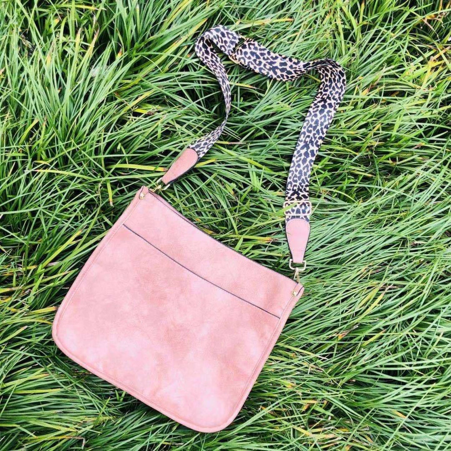 "Jillian" Premium Vegan Leather Crossbody Handbag - Pink