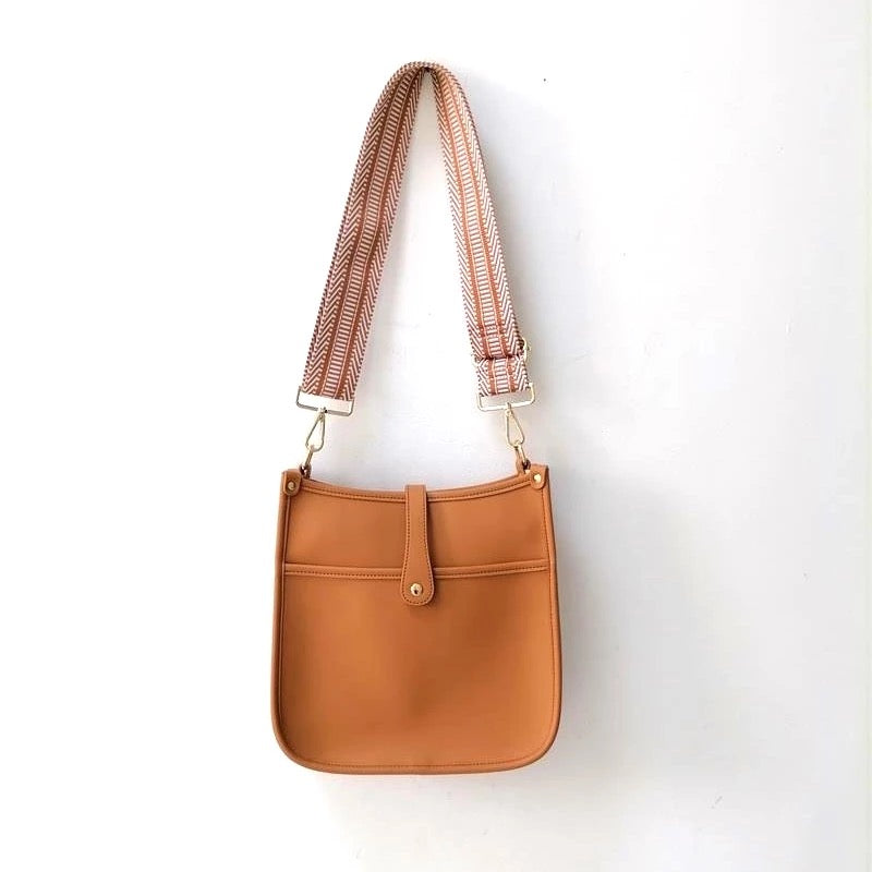 "Vivian" Vegan Leather Messenger Bag - Brown