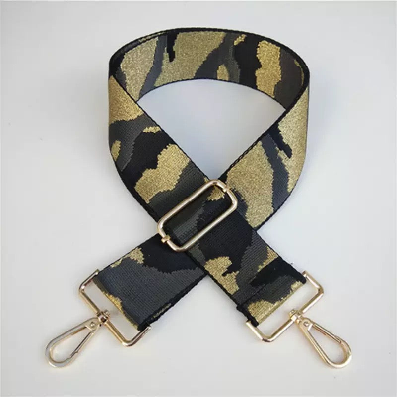 Handbag Shoulder Straps - Adjustable Bag Straps - Gold/Black/Dark Gray