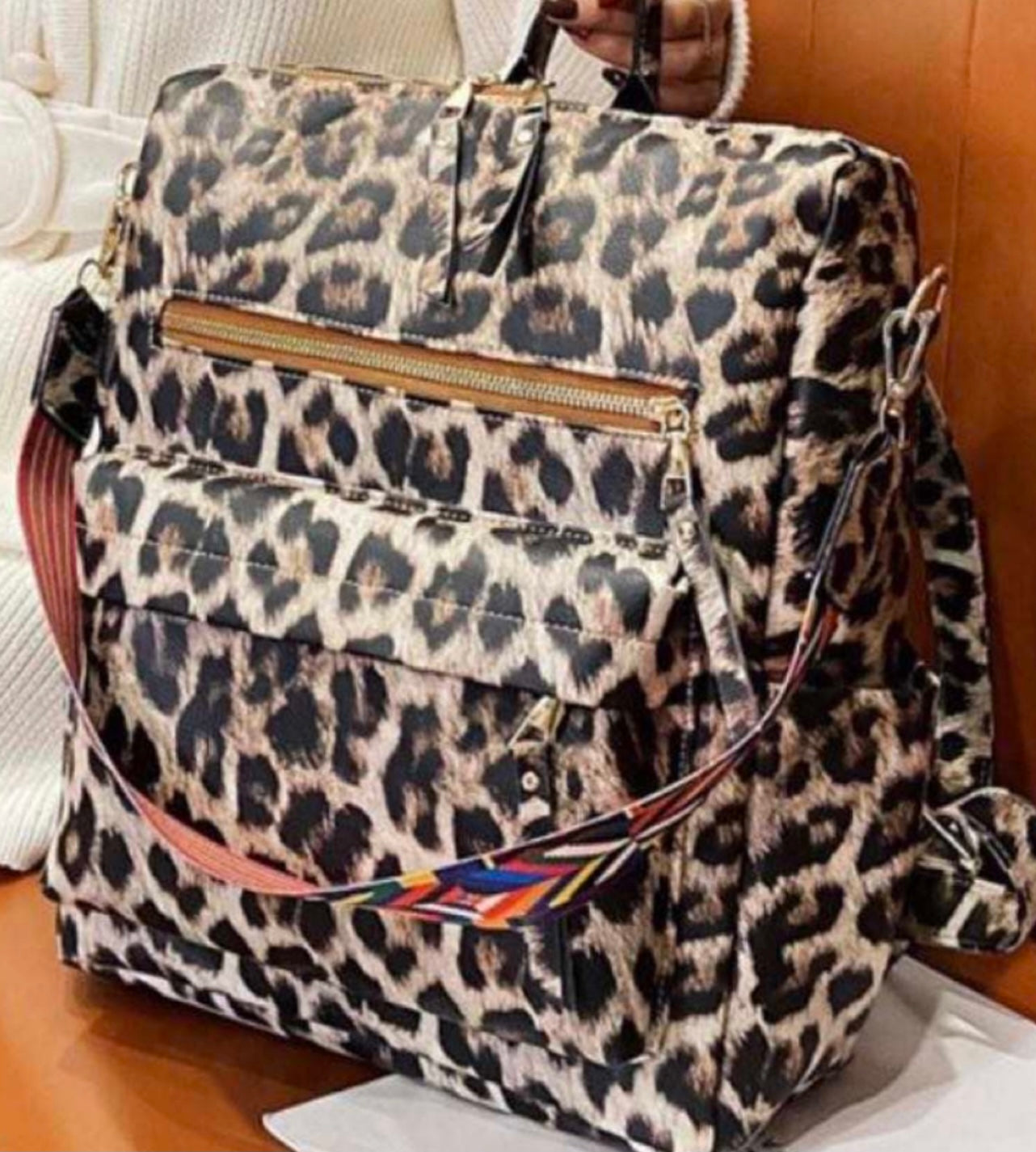 "Nan" Cheetah Backpack - Includes colorful strap