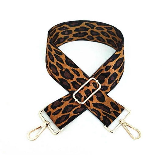 Handbag Shoulder Straps - Adjustable Bag Straps - Cheetah - Burnt Orange/Brown/Black