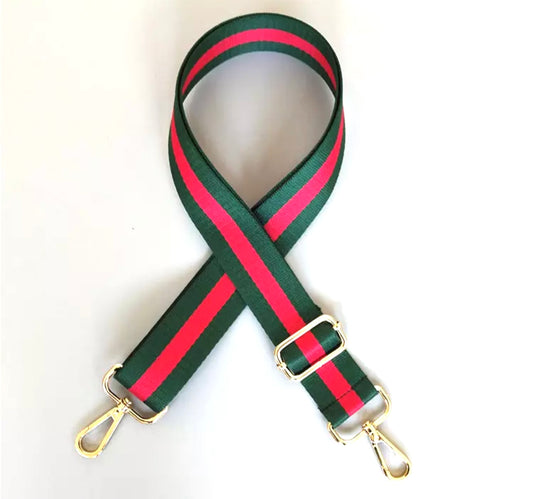 Handbag Shoulder Straps - Adjustable Bag Straps - Olive/Red