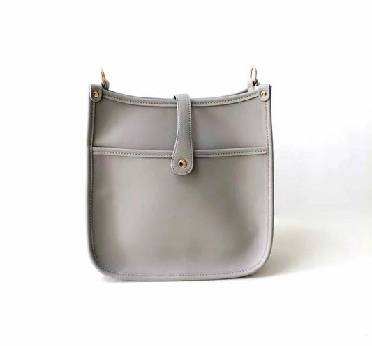 "Vivian" Vegan Leather Messenger Bag - Grey