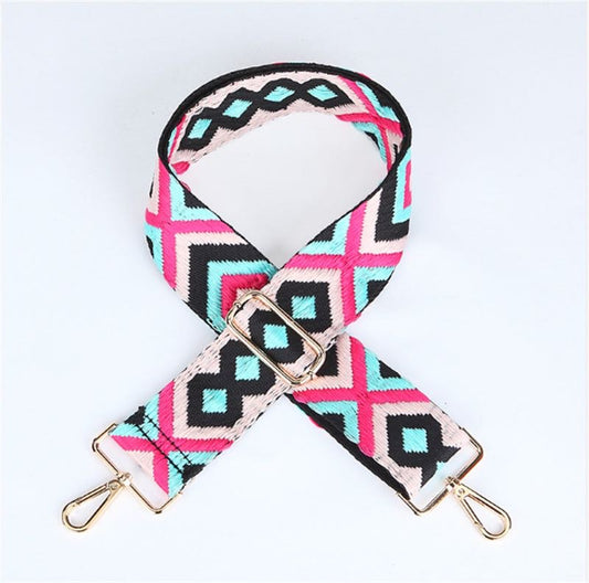 Handbag Shoulder Straps - Adjustable Bag Straps - Pink/Light Blue