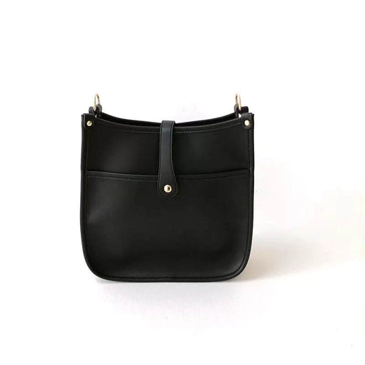 "Vivian" Vegan Leather Messenger Bag - Black