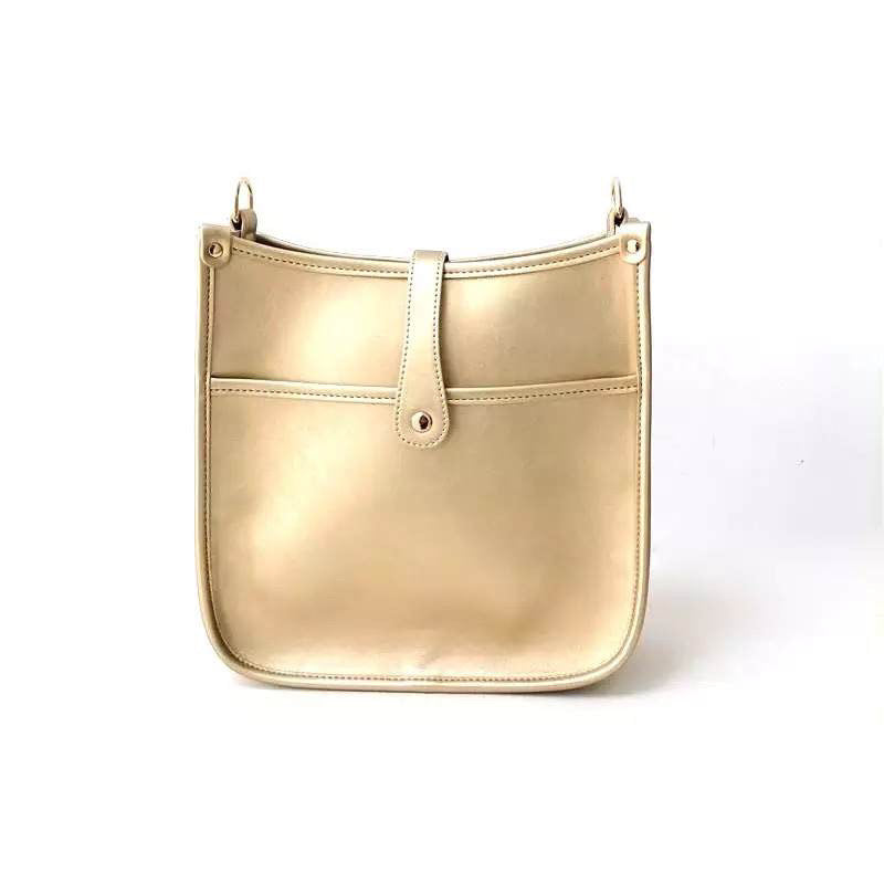 "Vivian" Vegan Leather Messenger Bag -  Brushed Gold