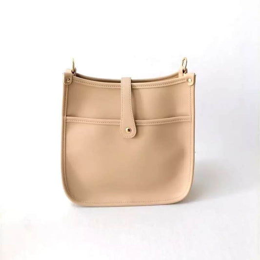 "Vivian" Vegan Leather Messenger Bag - Beige