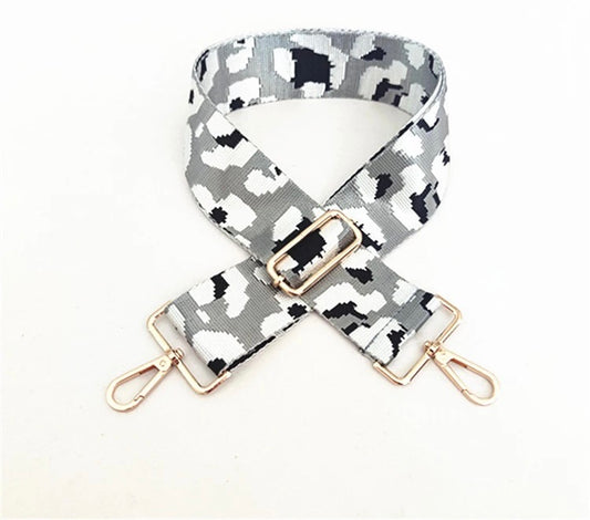 Handbag Shoulder Straps - Adjustable Bag Straps - Grey/White/Black Cammoflauge