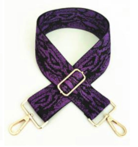 Handbag Shoulder Straps - Adjustable Bag Straps - Purple/Black