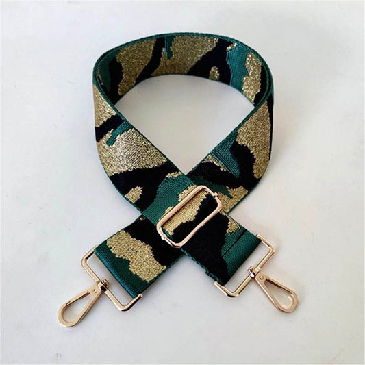 Handbag Shoulder Straps - Adjustable Bag Straps - Gold/Black/Green