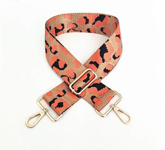 Handbag Shoulder Straps - Adjustable Bag Straps - Orange/Black/Tan