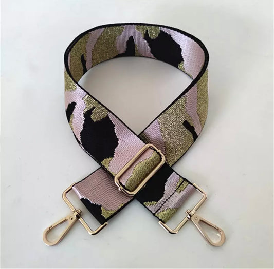 Handbag Shoulder Straps - Adjustable Bag Straps - Pink/Black/Gold