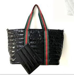 "Melissa" Bag - Weekender Bag - Black w/ Red & Green Strap