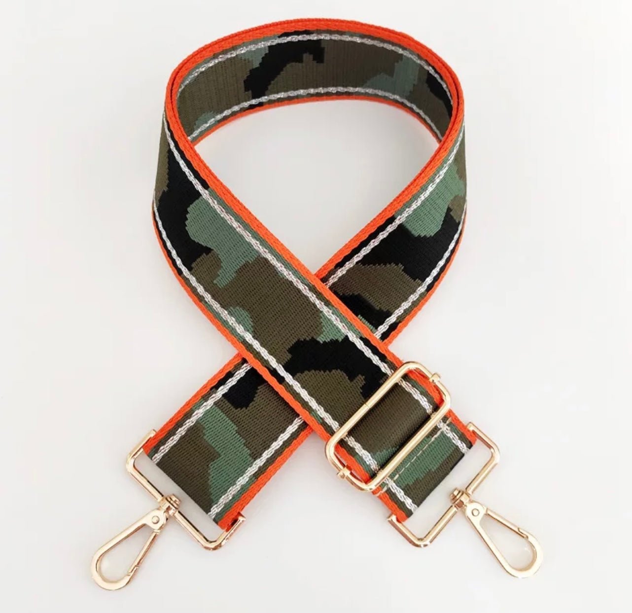 Handbag Shoulder Straps - Adjustable Bag Straps - Camouflage/Orange